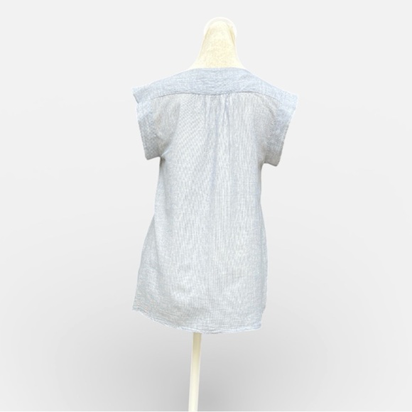 Anthropologie THML Madelyn Embroidered Top in Blue Pinstripe Size Small - Picture 4 of 7